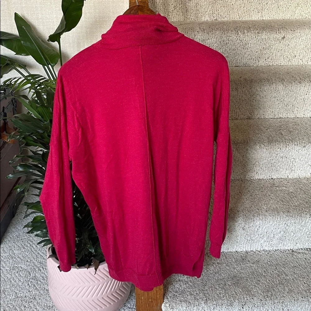 Eileen Fisher 100% Merino Wool Vibrant Red Cowl Neck Sweater